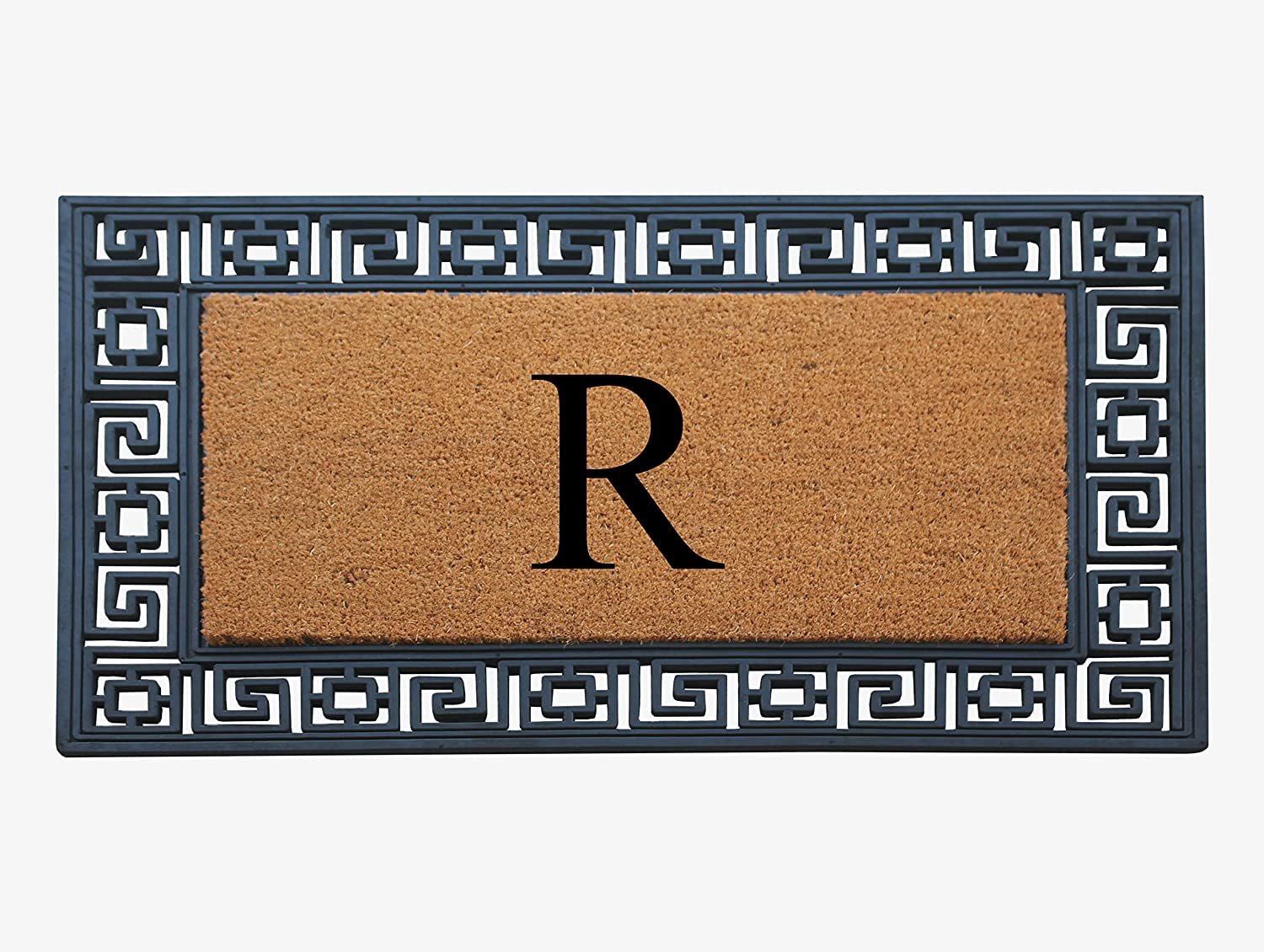 A1HC Natural Rubber & Coir 24x36 Monogrammed Doormat For Front Door, Anti-Shed Treated Durable Doormat for Outdoor Entrance, Heavy Duty, Low Profile, Easy to Clean, Long Lasting Front Porch Entry Rug