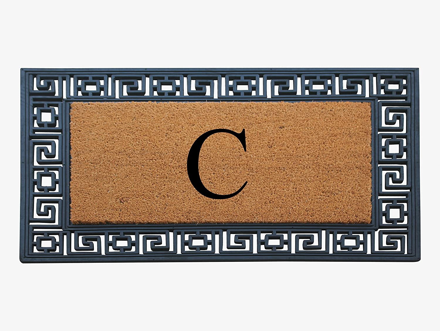 A1HC Natural Rubber & Coir 24x36 Monogrammed Doormat For Front Door, Anti-Shed Treated Durable Doormat for Outdoor Entrance, Heavy Duty, Low Profile, Easy to Clean, Long Lasting Front Porch Entry Rug