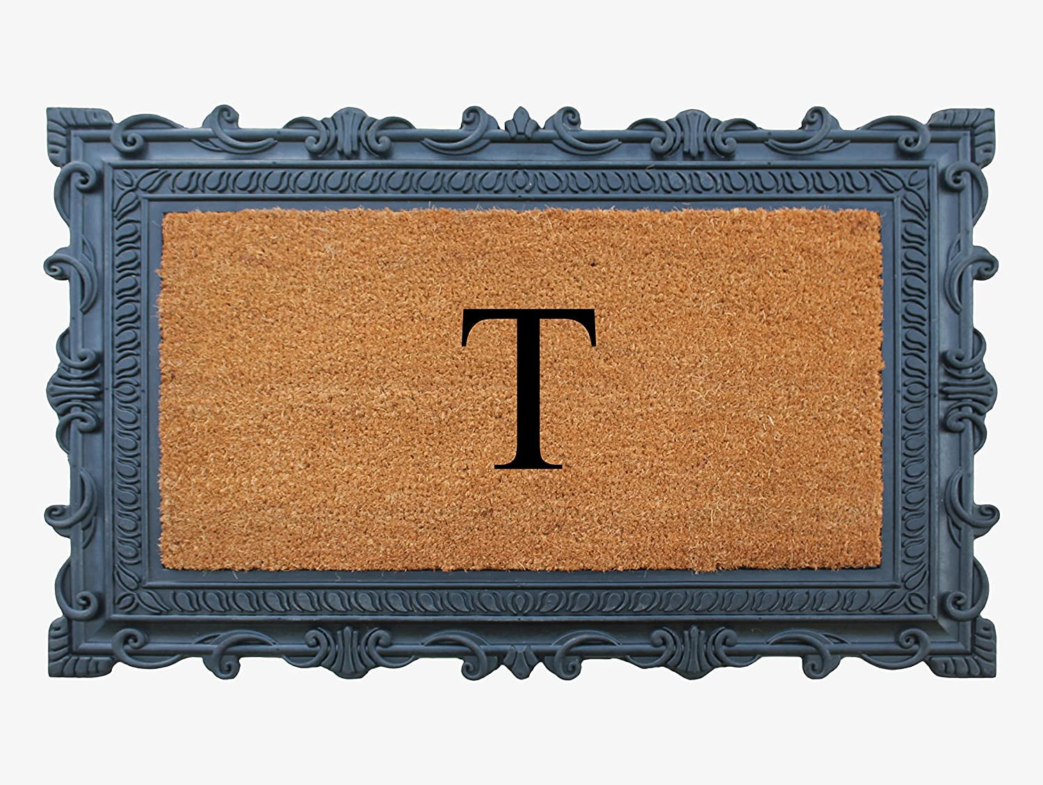 A1HC Natural Rubber & Coir 24x36 Monogrammed Doormat For Front Door, Anti-Shed Treated Durable Doormat for Outdoor Entrance, Heavy Duty, Low Profile, Easy to Clean, Long Lasting Front Porch Entry Rug