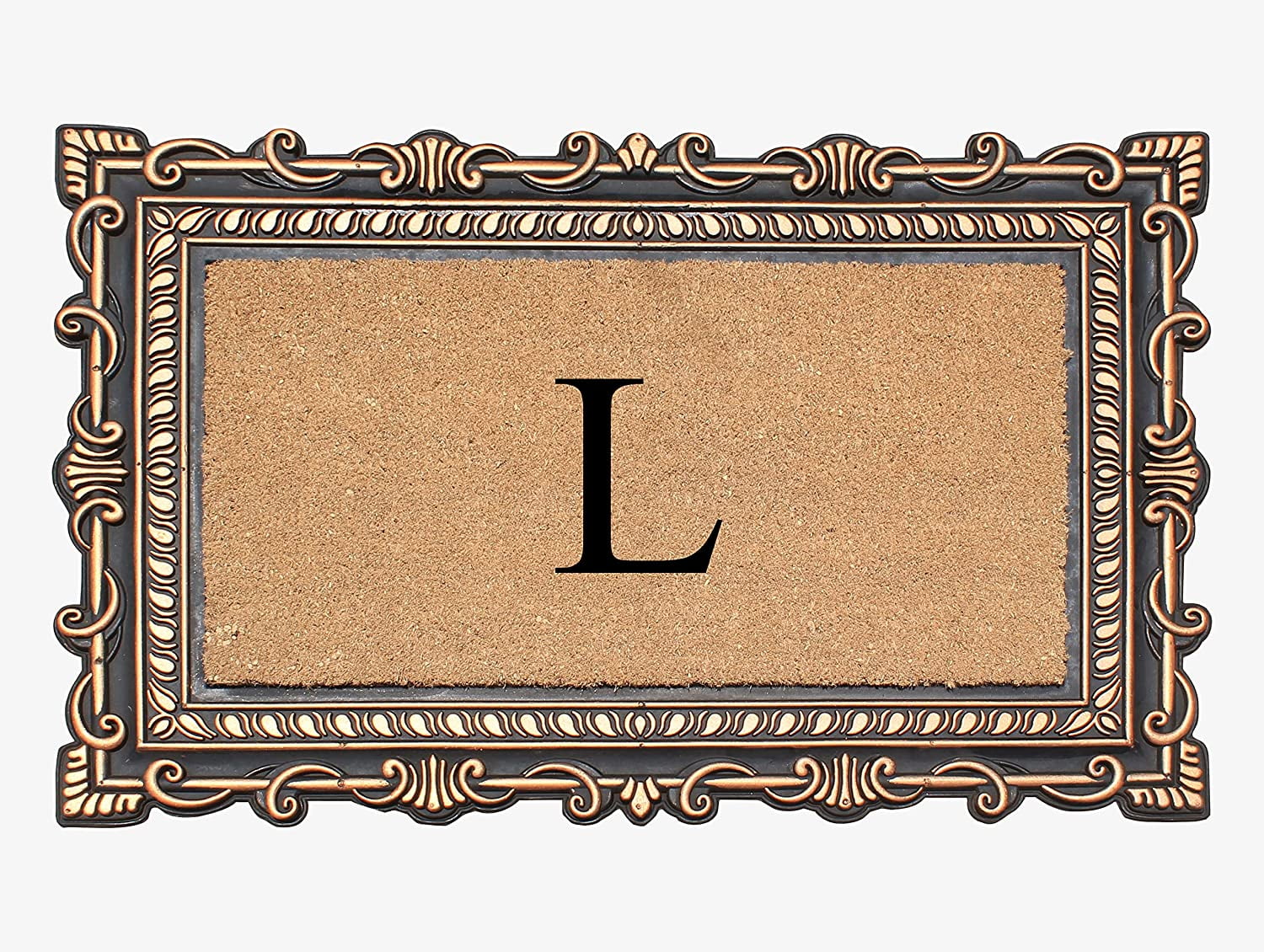 A1HC Natural Rubber & Coir 24x36 Monogrammed Doormat For Front Door, Anti-Shed Treated Durable Doormat for Outdoor Entrance, Heavy Duty, Low Profile, Easy to Clean, Long Lasting Front Porch Entry Rug