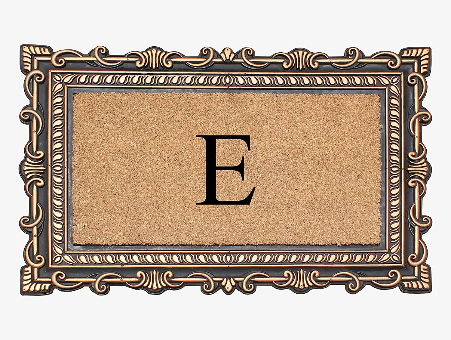 A1HC Natural Rubber & Coir 24x36 Monogrammed Doormat For Front Door, Anti-Shed Treated Durable Doormat for Outdoor Entrance, Heavy Duty, Low Profile, Easy to Clean, Long Lasting Front Porch Entry Rug