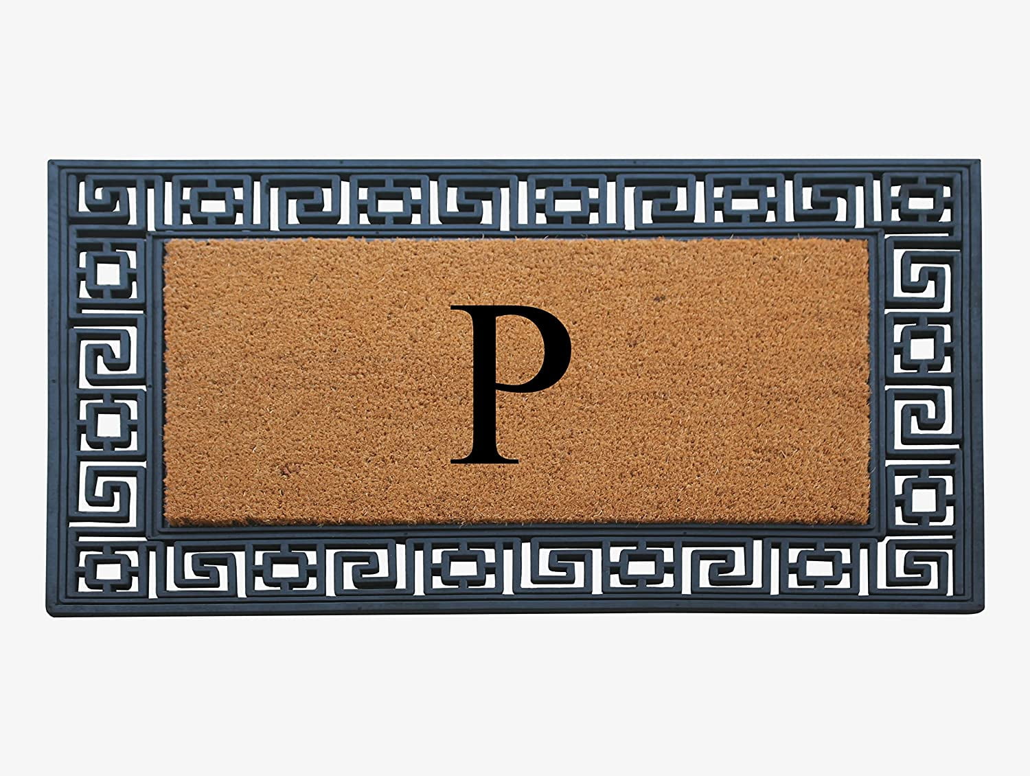 A1HC Natural Rubber & Coir 24x36 Monogrammed Doormat For Front Door, Anti-Shed Treated Durable Doormat for Outdoor Entrance, Heavy Duty, Low Profile, Easy to Clean, Long Lasting Front Porch Entry Rug