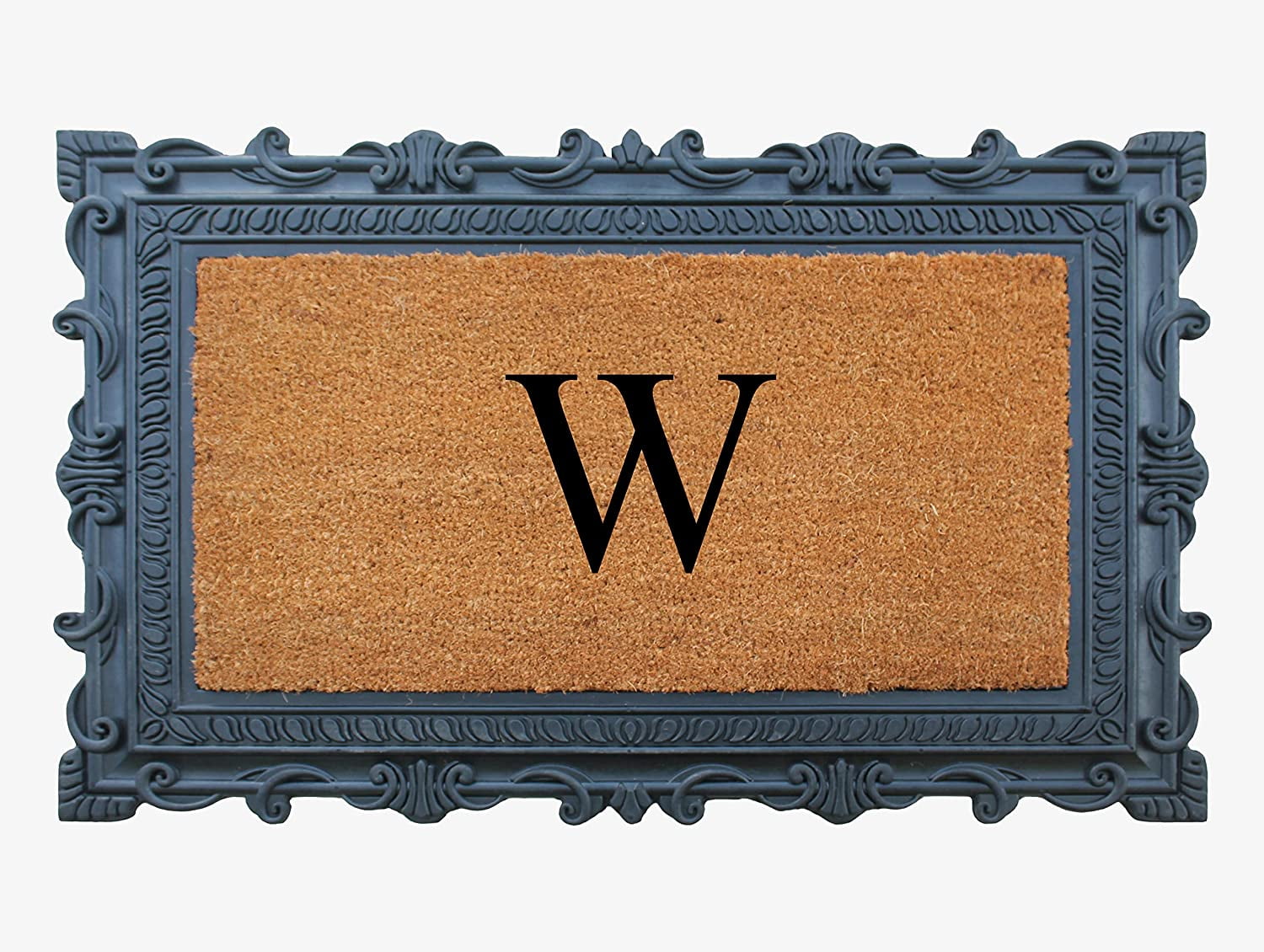 A1HC Natural Rubber & Coir 24x36 Monogrammed Doormat For Front Door, Anti-Shed Treated Durable Doormat for Outdoor Entrance, Heavy Duty, Low Profile, Easy to Clean, Long Lasting Front Porch Entry Rug
