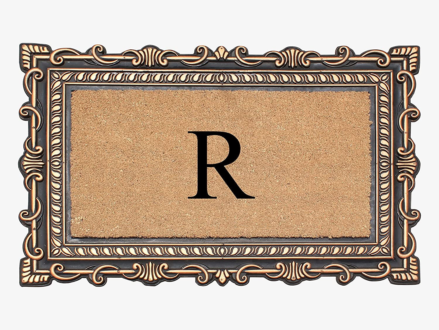 A1HC Natural Rubber & Coir 24x36 Monogrammed Doormat For Front Door, Anti-Shed Treated Durable Doormat for Outdoor Entrance, Heavy Duty, Low Profile, Easy to Clean, Long Lasting Front Porch Entry Rug