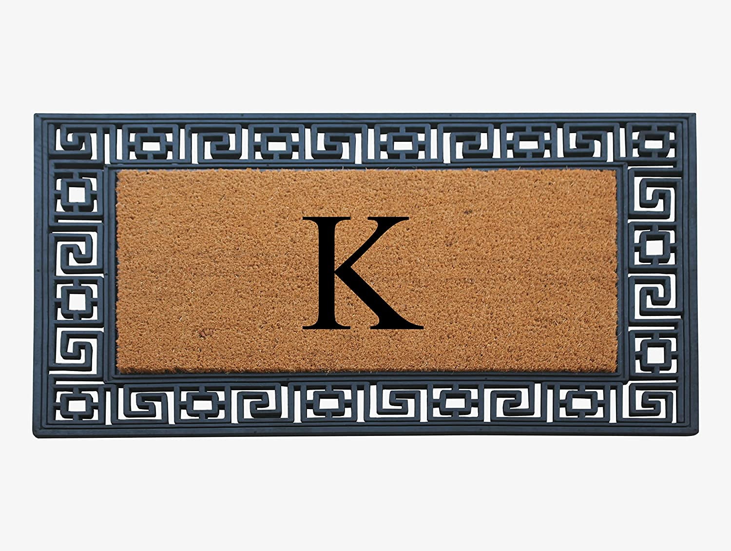 A1HC Natural Rubber & Coir 24x36 Monogrammed Doormat For Front Door, Anti-Shed Treated Durable Doormat for Outdoor Entrance, Heavy Duty, Low Profile, Easy to Clean, Long Lasting Front Porch Entry Rug
