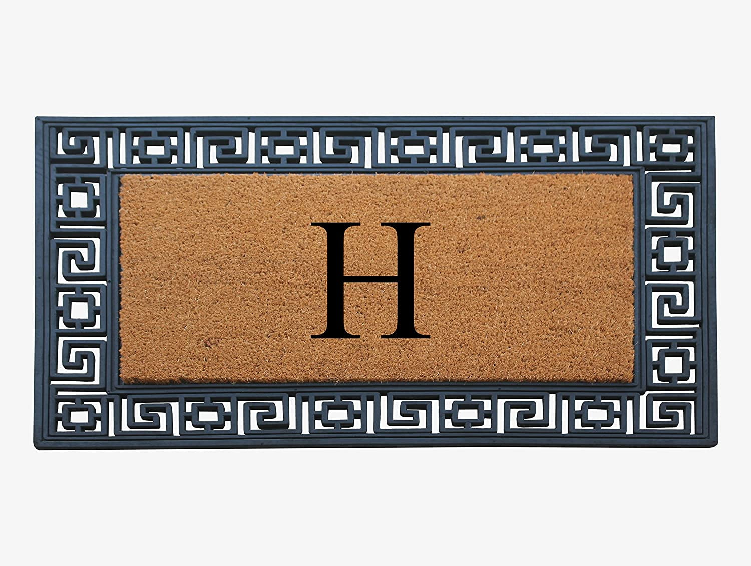 A1HC Natural Rubber & Coir 24x36 Monogrammed Doormat For Front Door, Anti-Shed Treated Durable Doormat for Outdoor Entrance, Heavy Duty, Low Profile, Easy to Clean, Long Lasting Front Porch Entry Rug