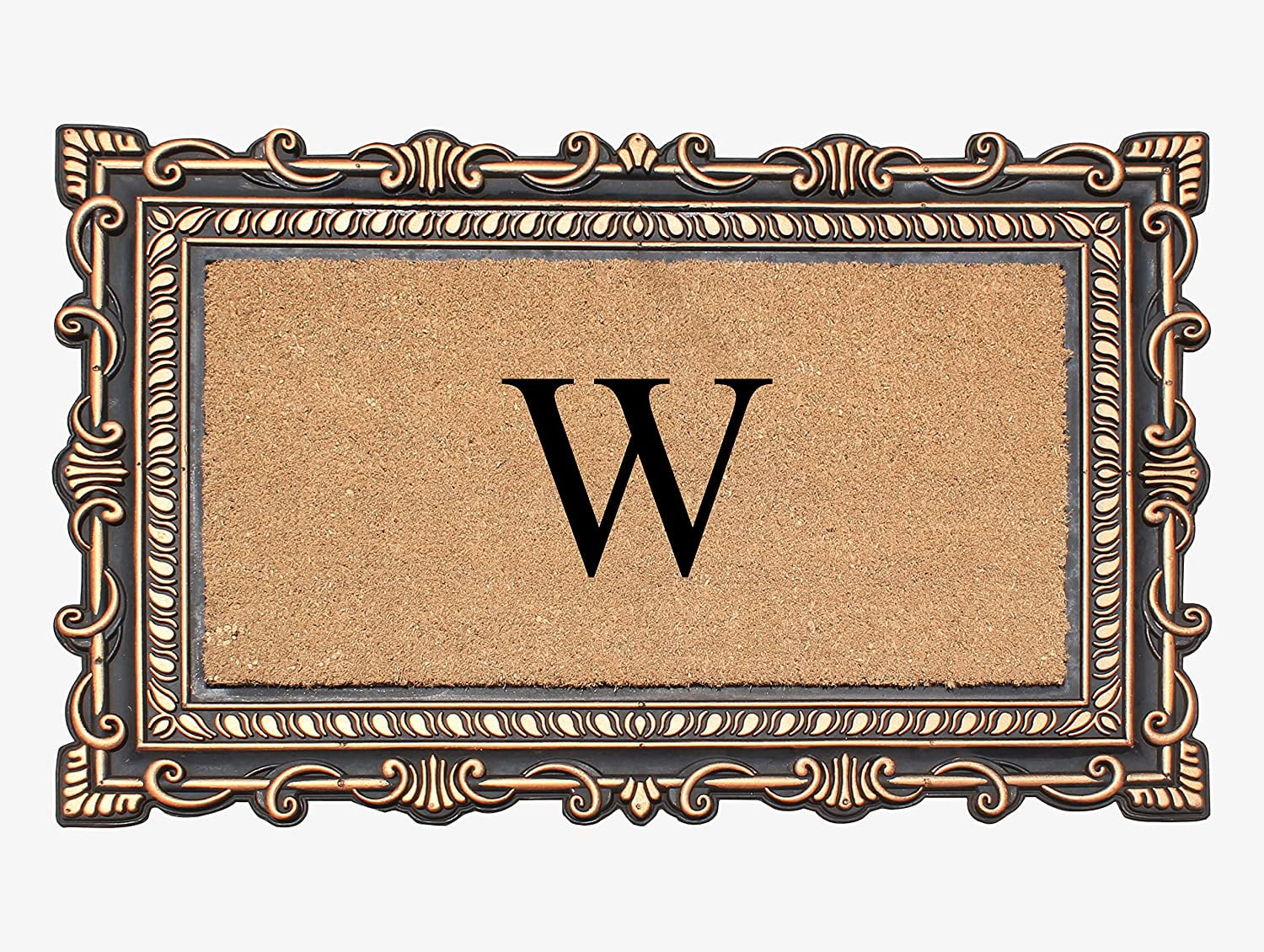 A1HC Natural Rubber & Coir 24x36 Monogrammed Doormat For Front Door, Anti-Shed Treated Durable Doormat for Outdoor Entrance, Heavy Duty, Low Profile, Easy to Clean, Long Lasting Front Porch Entry Rug