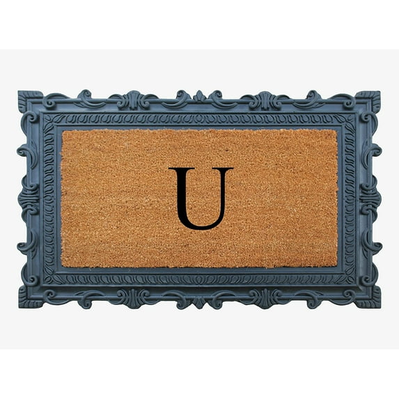 A1HC Natural Rubber & Coir 24x36 Monogrammed Doormat For Front Door, Anti-Shed Treated Durable Doormat for Outdoor Entrance, Heavy Duty, Low Profile, Easy to Clean, Long Lasting Front Porch Entry Rug