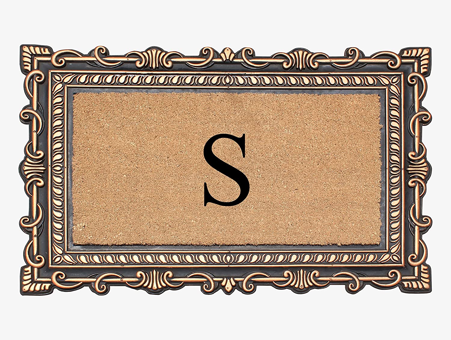 A1HC Natural Rubber & Coir 24x36 Monogrammed Doormat For Front Door, Anti-Shed Treated Durable Doormat for Outdoor Entrance, Heavy Duty, Low Profile, Easy to Clean, Long Lasting Front Porch Entry Rug