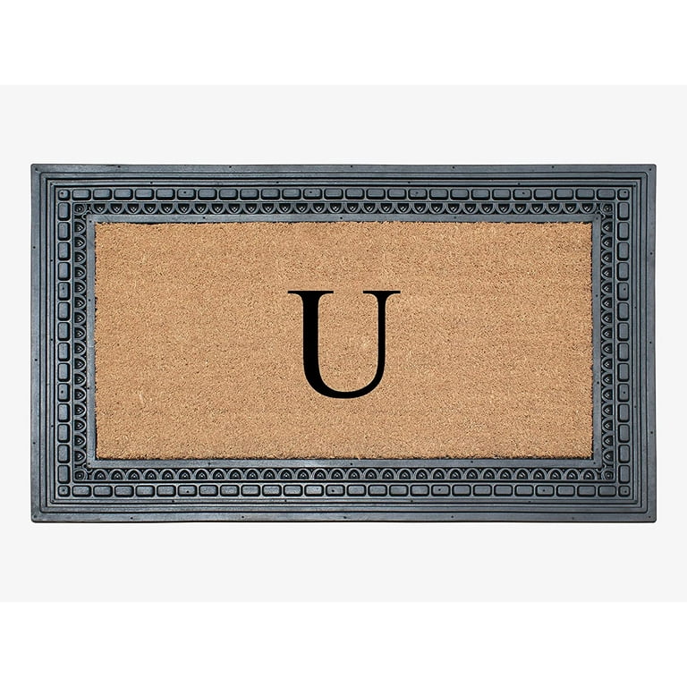 A1HC Natural Coir Monogrammed Picture Frame Door Mat For Front Door, Anti-Shed outlet Treated Durable Doormat for Outdoor Entrance, 24