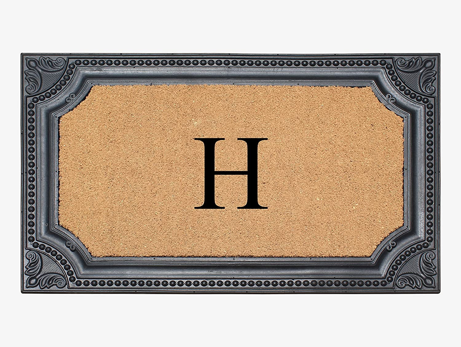 A1HC Natural Coir Monogrammed Picture Frame Door Mat For Front Door, Anti-Shed Treated Durable Doormat for Outdoor Entrance, 24