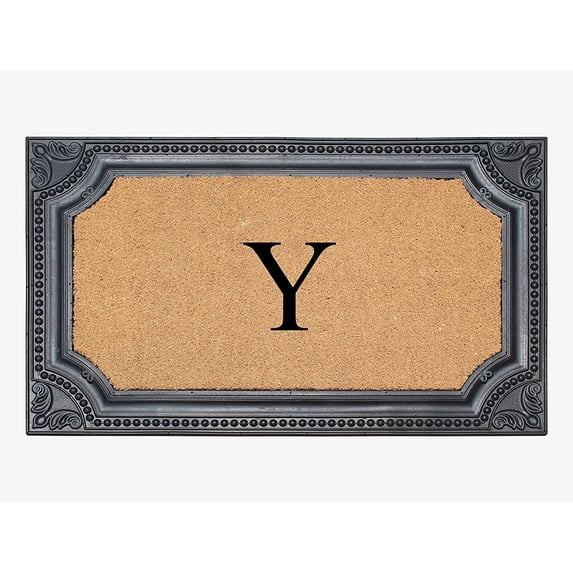 A1HC Natural Rubber & Coir 24x39 Monogrammed Doormat For Front Door, Anti-Shed Treated Durable Doormat for Outdoor Entrance, Heavy Duty, Low Profile, Easy to Clean, Long Lasting Front Porch Entry Rug