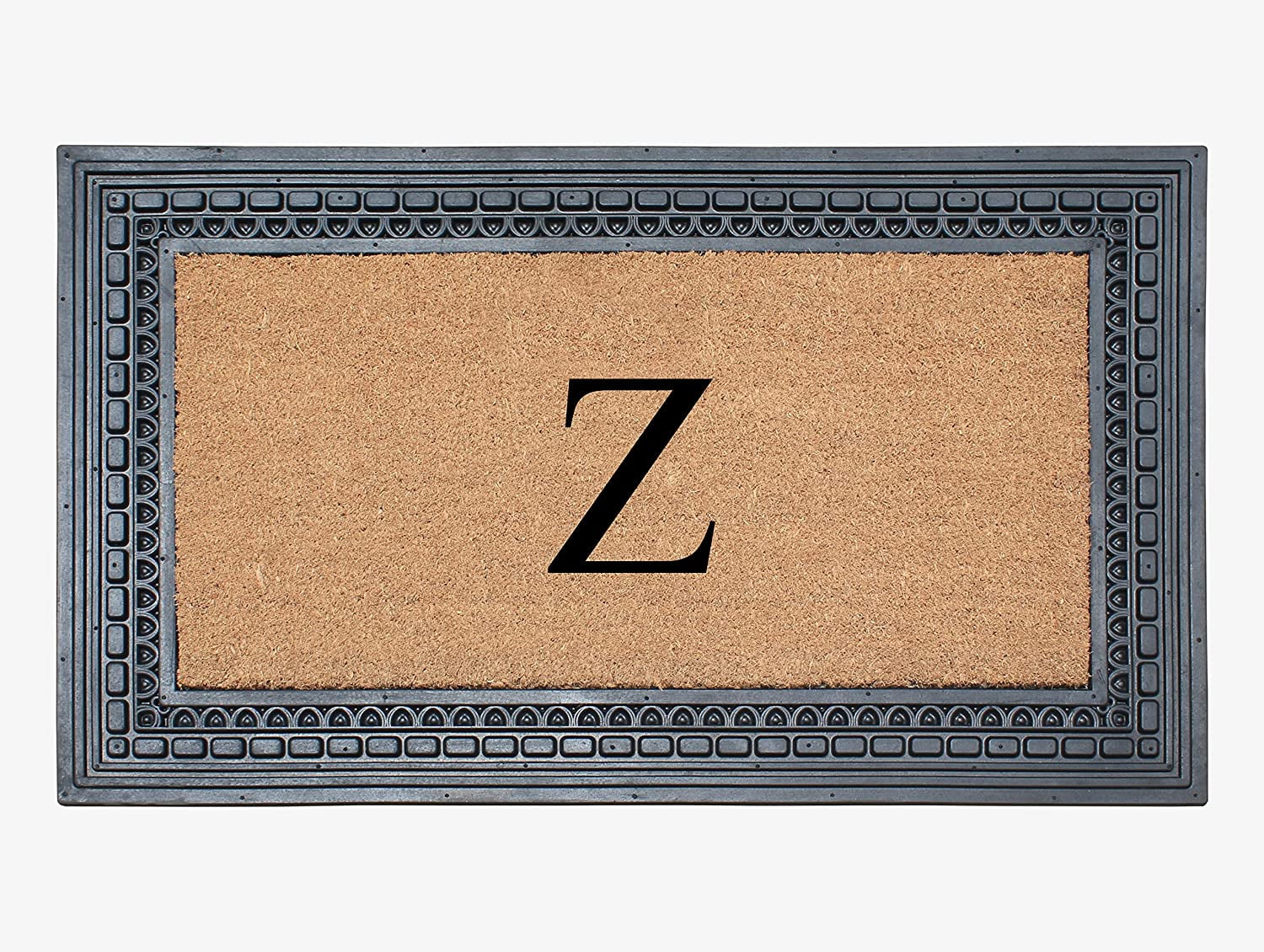 A1HC Natural Rubber & Coir 24x39 Monogrammed Doormat For Front Door, Anti-Shed Treated Durable Doormat for Outdoor Entrance, Heavy Duty, Low Profile, Easy to Clean, Long Lasting Front Porch Entry Rug