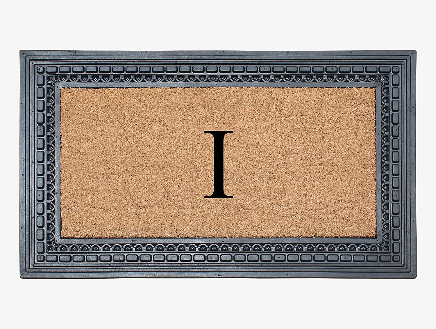 A1HC Natural Rubber & Coir 24x39 Monogrammed Doormat For Front Door, Anti-Shed Treated Durable Doormat for Outdoor Entrance, Heavy Duty, Low Profile, Easy to Clean, Long Lasting Front Porch Entry Rug
