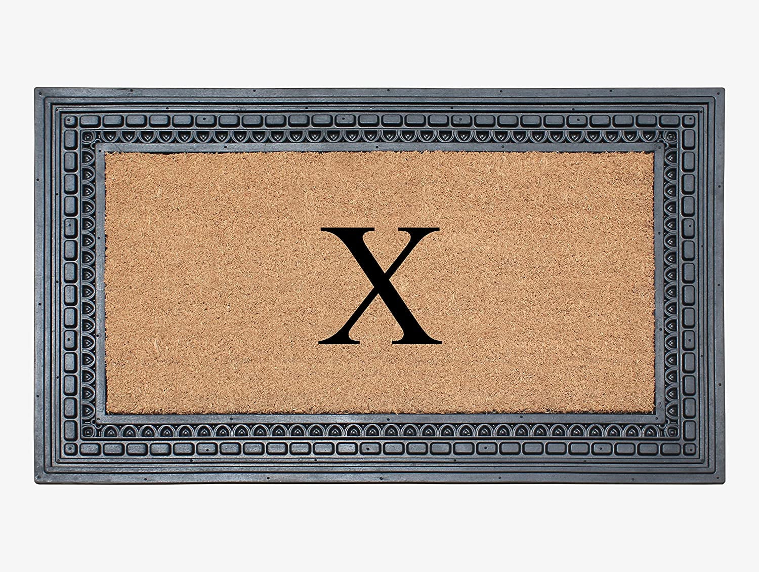 A1HC Natural Rubber & Coir 24x39 Monogrammed Doormat For Front Door, Anti-Shed Treated Durable Doormat for Outdoor Entrance, Heavy Duty, Low Profile, Easy to Clean, Long Lasting Front Porch Entry Rug