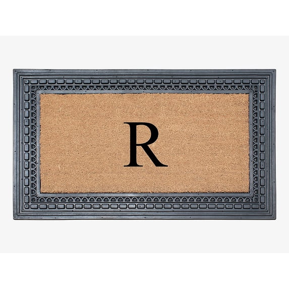 A1HC Natural Rubber & Coir 24x39 Monogrammed Doormat For Front Door, Anti-Shed Treated Durable Doormat for Outdoor Entrance, Heavy Duty, Low Profile, Easy to Clean, Long Lasting Front Porch Entry Rug