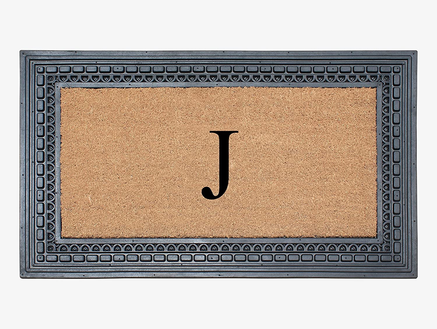 A1HC Natural Rubber & Coir 24x39 Monogrammed Doormat For Front Door, Anti-Shed Treated Durable Doormat for Outdoor Entrance, Heavy Duty, Low Profile, Easy to Clean, Long Lasting Front Porch Entry Rug