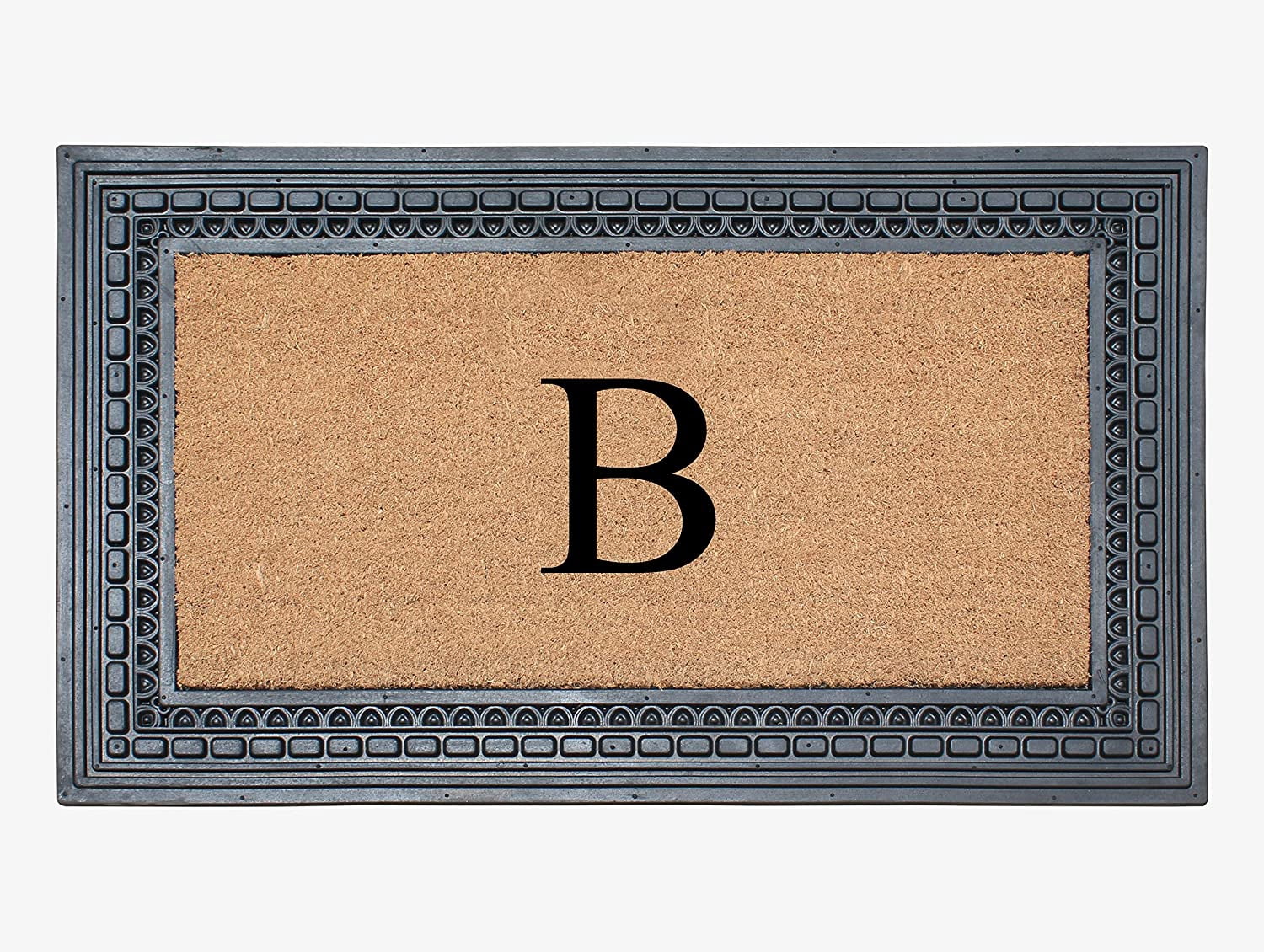 A1HC Natural Rubber & Coir 24x39 Monogrammed Doormat For Front Door, Anti-Shed Treated Durable Doormat for Outdoor Entrance, Heavy Duty, Low Profile, Easy to Clean, Long Lasting Front Porch Entry Rug
