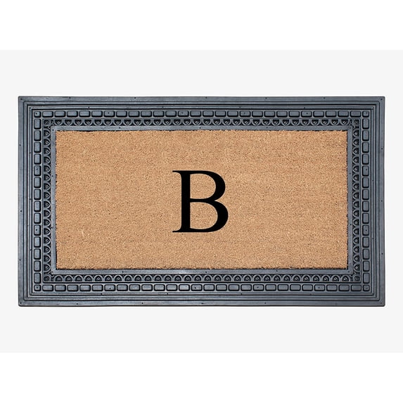 A1HC Natural Rubber & Coir 24x39 Monogrammed Doormat For Front Door, Anti-Shed Treated Durable Doormat for Outdoor Entrance, Heavy Duty, Low Profile, Easy to Clean, Long Lasting Front Porch Entry Rug