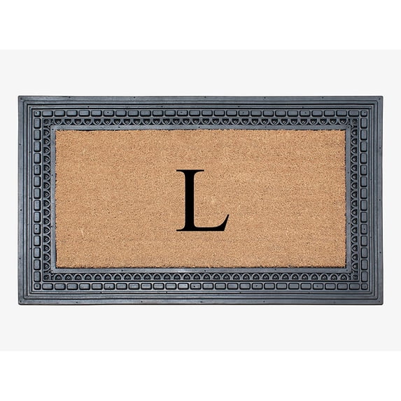 A1HC Natural Rubber & Coir 24x39 Monogrammed Doormat For Front Door, Anti-Shed Treated Durable Doormat for Outdoor Entrance, Heavy Duty, Low Profile, Easy to Clean, Long Lasting Front Porch Entry Rug