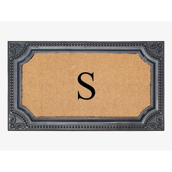 A1HC Natural Rubber & Coir 24x39 Monogrammed Doormat For Front Door, Anti-Shed Treated Durable Doormat for Outdoor Entrance, Heavy Duty, Low Profile, Easy to Clean, Long Lasting Front Porch Entry Rug