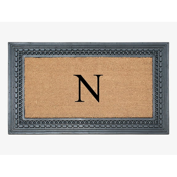 A1HC Natural Rubber & Coir 24x39 Monogrammed Doormat For Front Door, Anti-Shed Treated Durable Doormat for Outdoor Entrance, Heavy Duty, Low Profile, Easy to Clean, Long Lasting Front Porch Entry Rug