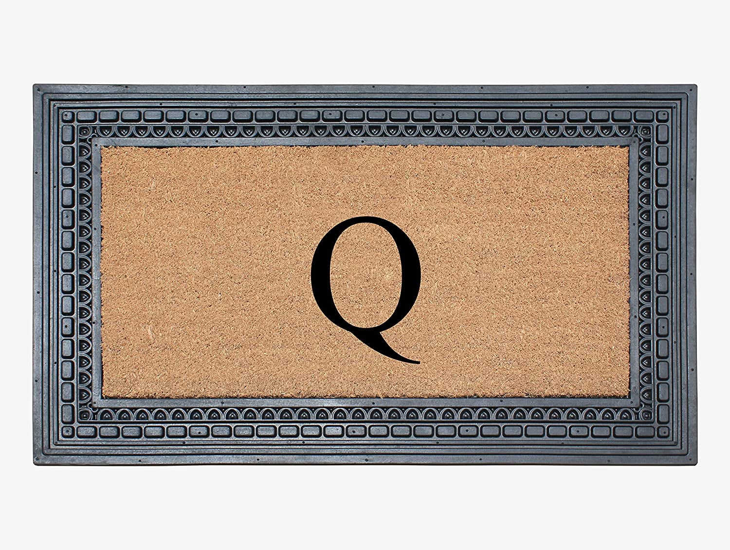 A1HC Natural Rubber & Coir 24x39 Monogrammed Doormat For Front Door, Anti-Shed Treated Durable Doormat for Outdoor Entrance, Heavy Duty, Low Profile, Easy to Clean, Long Lasting Front Porch Entry Rug