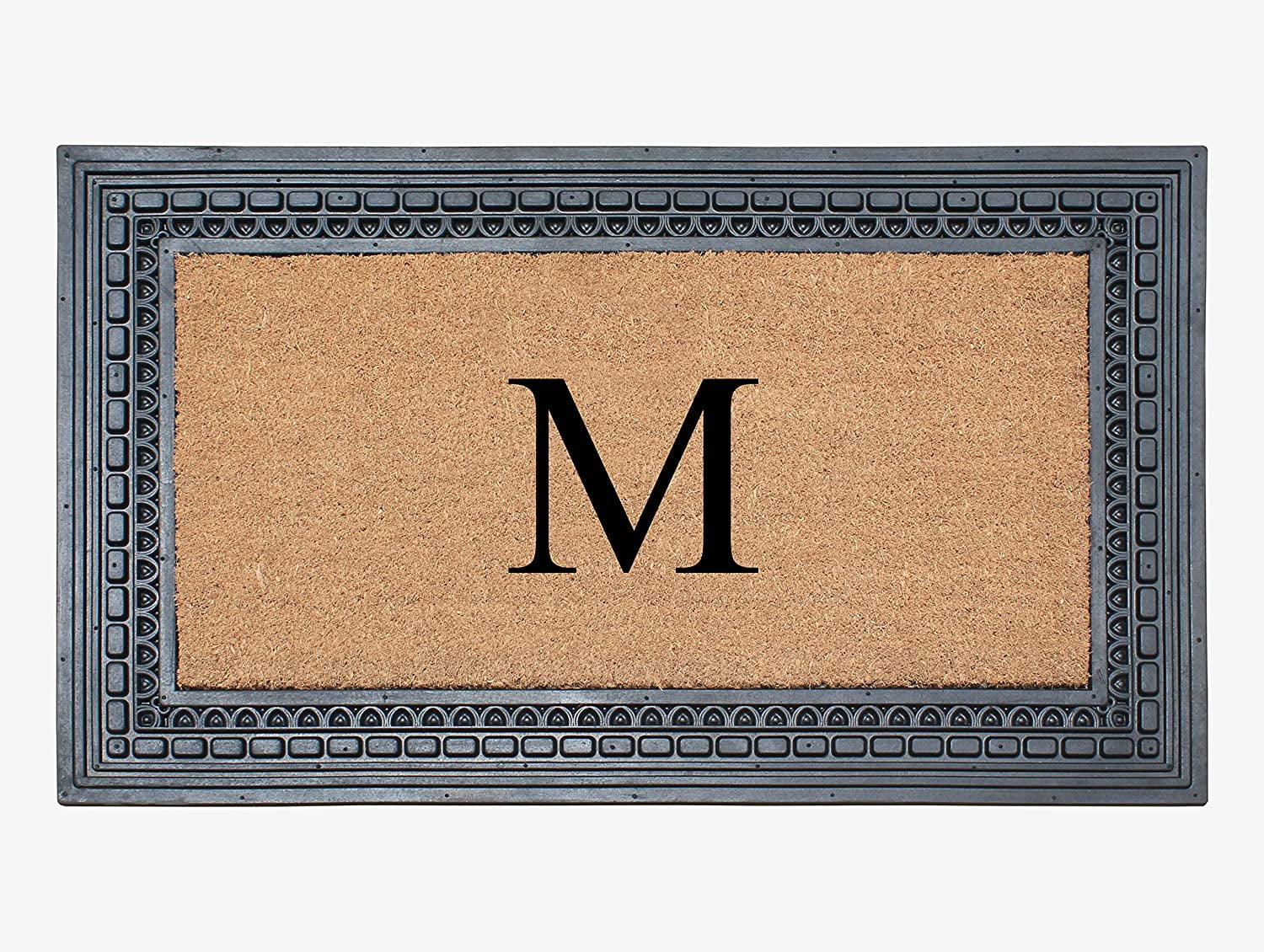 A1HC Natural Rubber & Coir 24x39 Monogrammed Doormat For Front Door, Anti-Shed Treated Durable Doormat for Outdoor Entrance, Heavy Duty, Low Profile, Easy to Clean, Long Lasting Front Porch Entry Rug