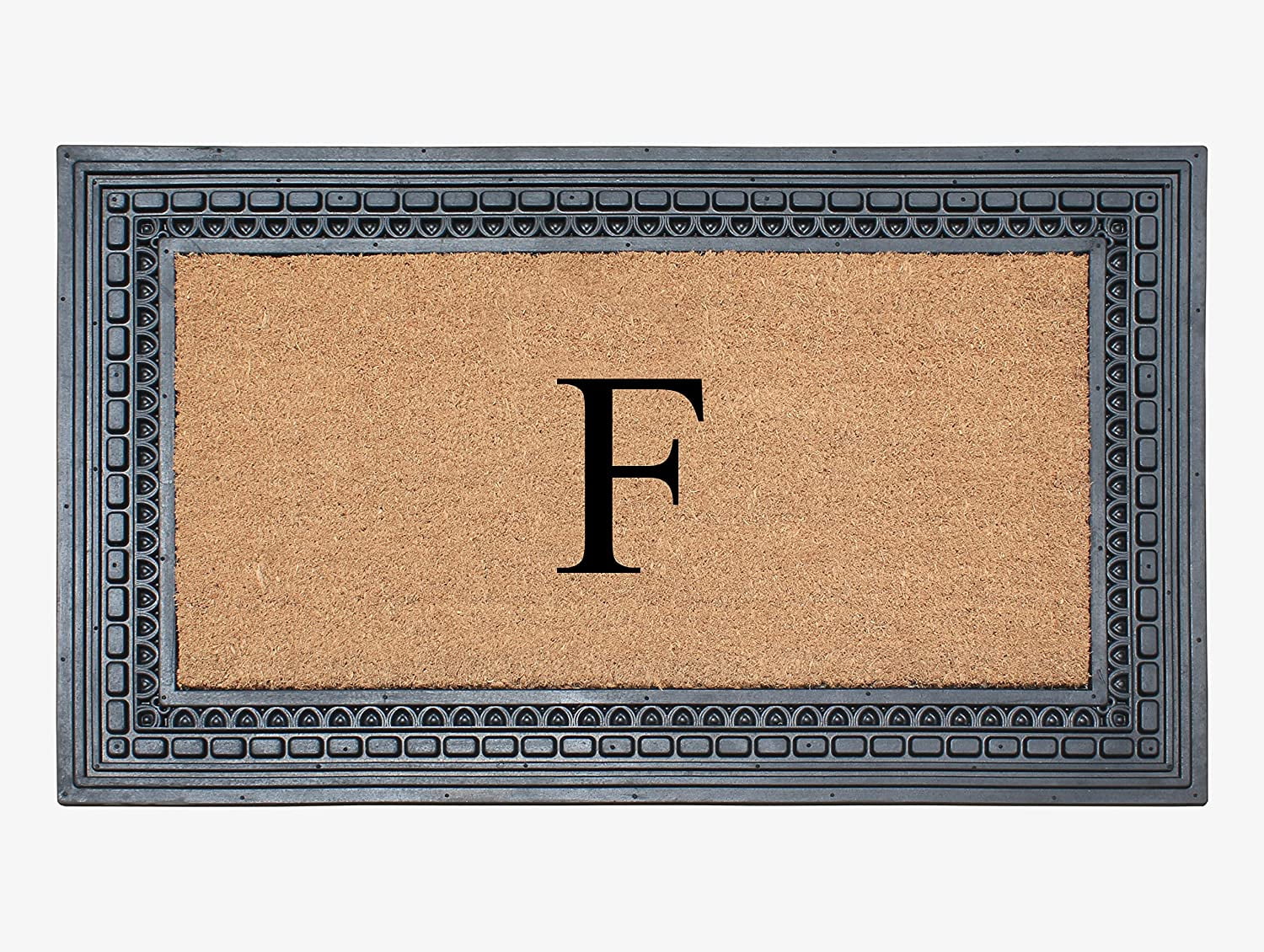 A1HC Natural Rubber & Coir 24x39 Monogrammed Doormat For Front Door, Anti-Shed Treated Durable Doormat for Outdoor Entrance, Heavy Duty, Low Profile, Easy to Clean, Long Lasting Front Porch Entry Rug