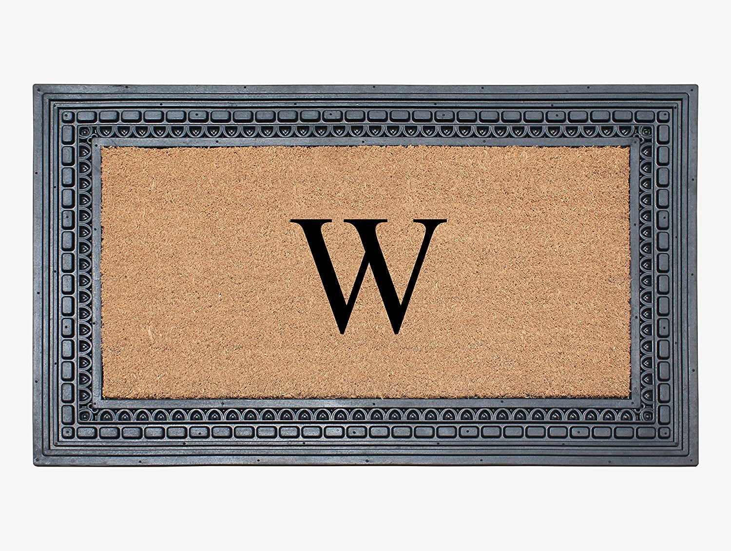 A1HC Natural Rubber & Coir 24x39 Monogrammed Doormat For Front Door, Anti-Shed Treated Durable Doormat for Outdoor Entrance, Heavy Duty, Low Profile, Easy to Clean, Long Lasting Front Porch Entry Rug