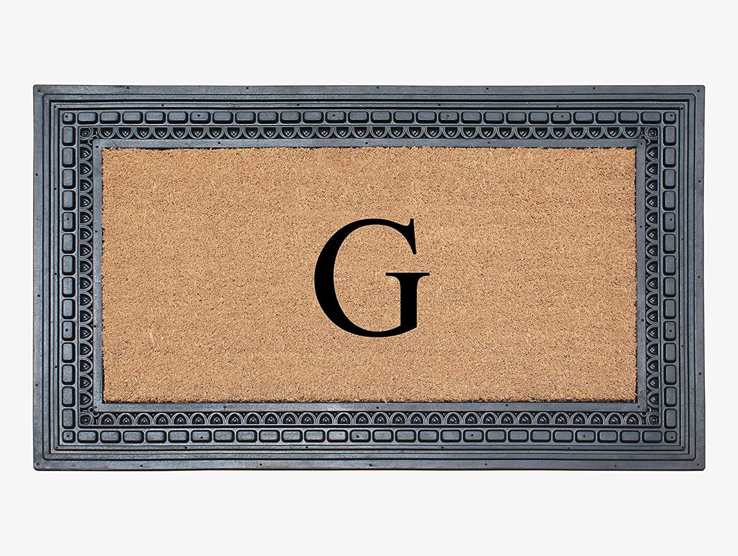 A1HC Natural Rubber & Coir 24x39 Monogrammed Doormat For Front Door, Anti-Shed Treated Durable Doormat for Outdoor Entrance, Heavy Duty, Low Profile, Easy to Clean, Long Lasting Front Porch Entry Rug