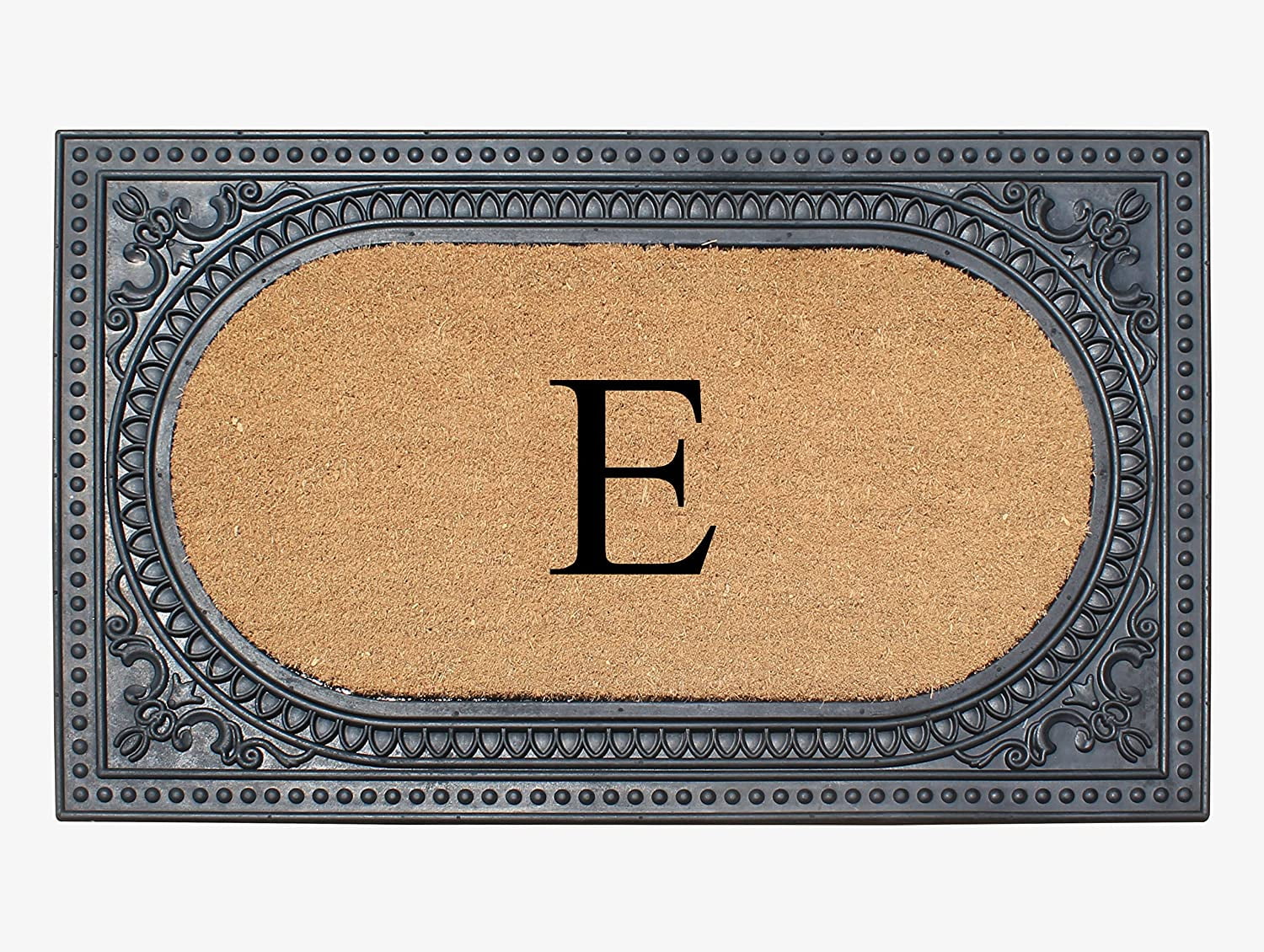 A1HC Natural Rubber & Coir 24x39 Monogrammed Doormat For Front Door, Anti-Shed Treated Durable Doormat for Outdoor Entrance, Heavy Duty, Low Profile, Easy to Clean, Long Lasting Front Porch Entry Rug
