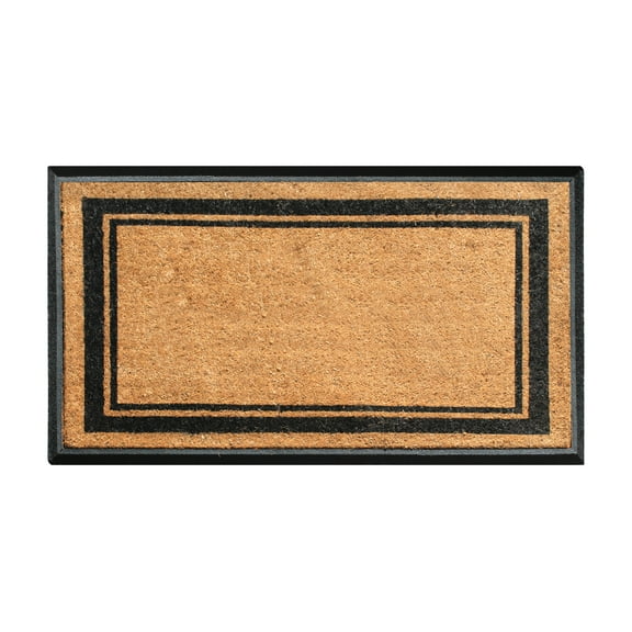 A1HC 30"x48" Natural Coir & Rubber Door Mat, Outdoor Front Porch Welcome Mat, Heavy-Duty, Fade-Resistant, Anti-Shed, Black Border