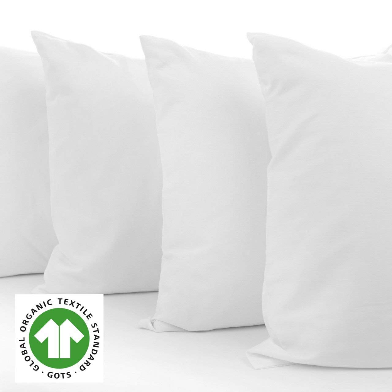 A1 Home Collections Pillow Insert Sterilized Extra Hypoallergenic Poly Fill with 200 TC Cotton Shell, Set of 2, White 2 Pounds