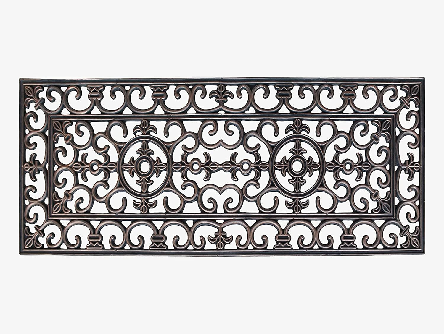 A1HC Natural Rubber Outdoor Doormat with Paisley Grill Design, Heavy-Duty Shoe Scraper, Dirt-Trapping Entryway Mat, 18" x 48"
