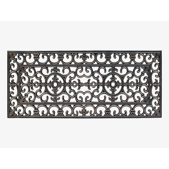 A1HC Natural Rubber Outdoor Doormat with Paisley Grill Design, Heavy-Duty Shoe Scraper, Dirt-Trapping Entryway Mat, 18" x 48"