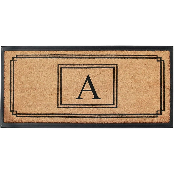 A1 Home Collections Rubber & Coir Mat, Heavy Duty, Extra Large, Front Door Mat 24"X48", Black/Beige Doormat Monogrammed A