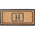thumbnail image 1 of A1 Home Collections Rubber & Coir Mat, Heavy Duty, Extra Large, Front Door Mat 24"X48", Black/Beige Doormat Monogrammed H, 1 of 7