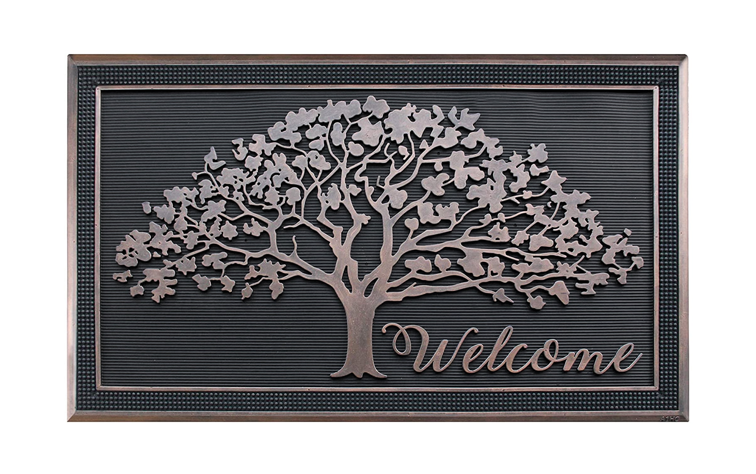 Large Black and Bronze Rubber Outdoor Decorative Doormat