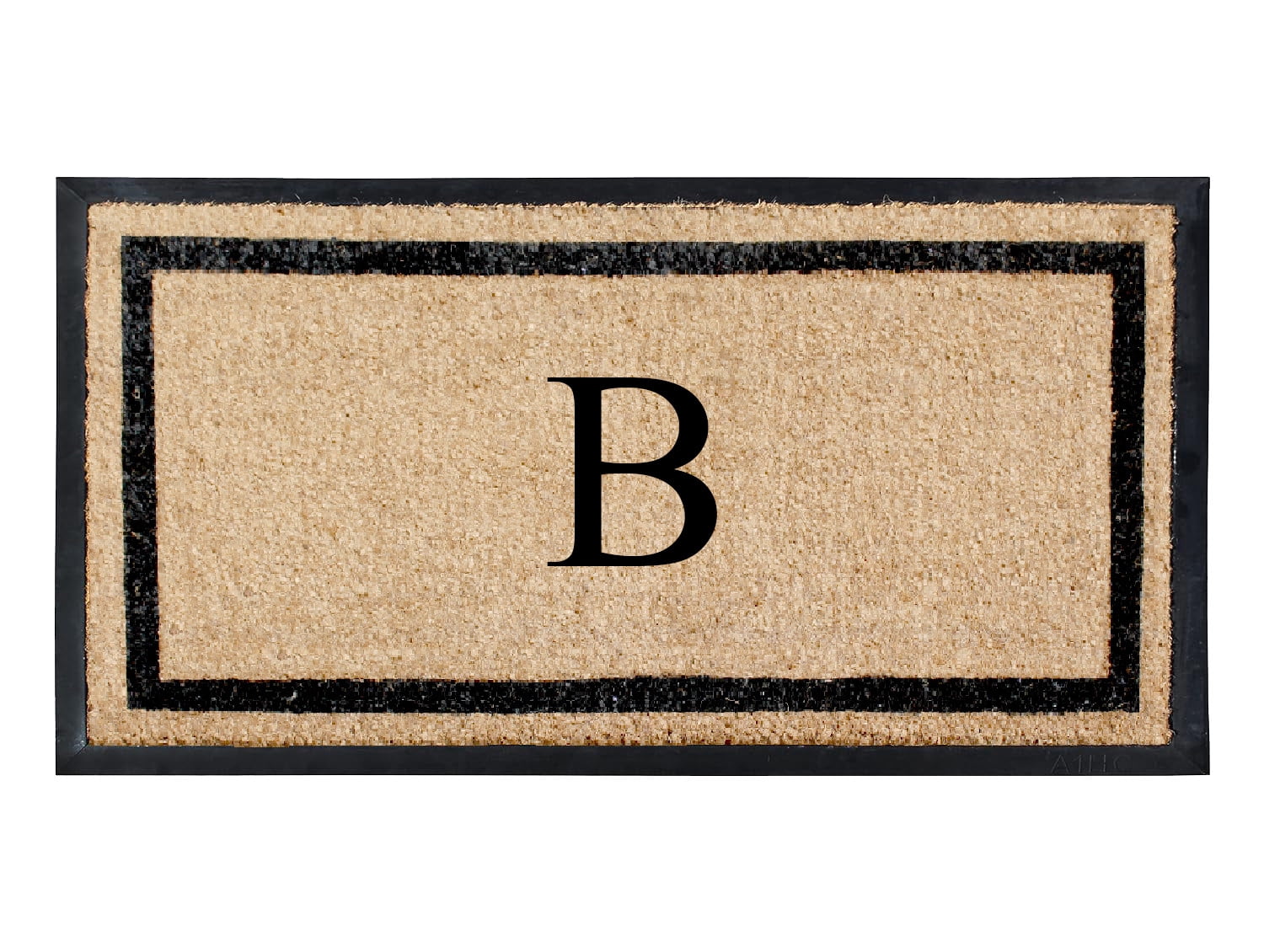 A1HC Rubber and Coir Door Mat Heavy Weight Large Entry Mat Outdoor Durable Monogrammed B Doormat 24"X48", Beige