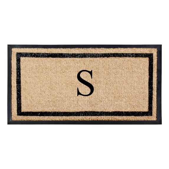 A1HC Rubber and Coir Door Mat Heavy Weight Large Entry Mat Outdoor Durable Monogrammed S Doormat 24"X48", Beige
