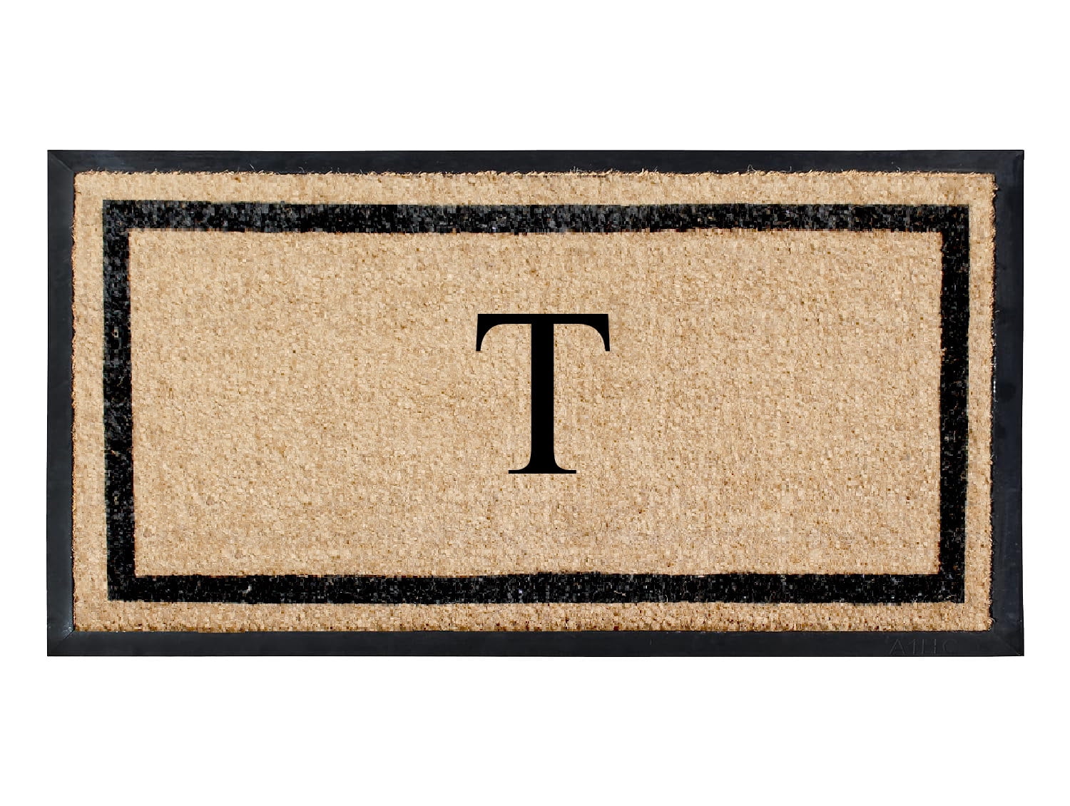 A1HC Rubber and Coir Door Mat Heavy Weight Large Entry Mat Outdoor Durable Monogrammed T Doormat 24"X48", Beige