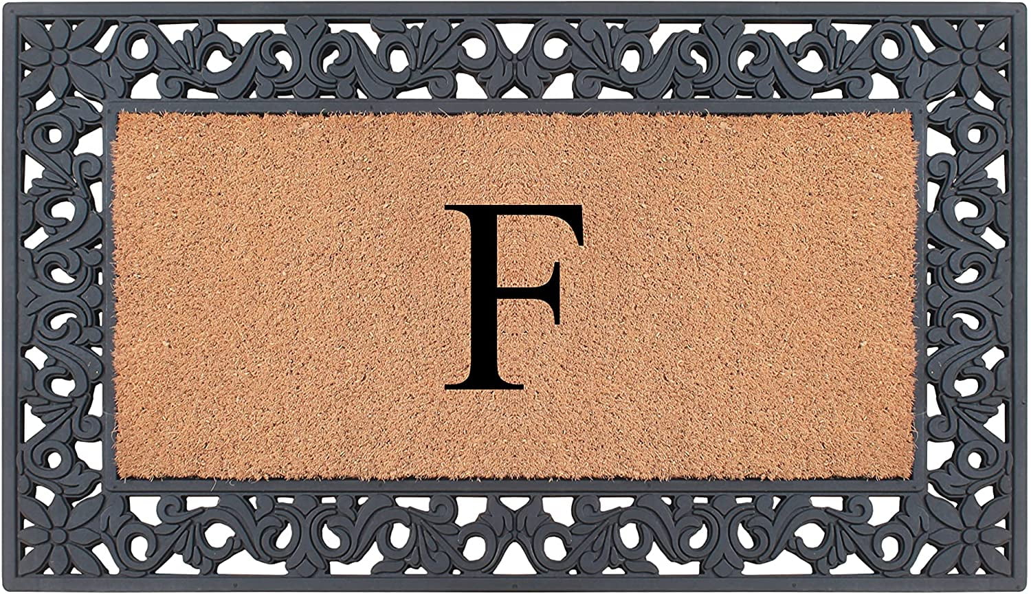 https://i5.walmartimages.com/seo/A1HC-Rubber-and-Coir-Floral-Pattern-Outdoor-Entrance-Durable-Monogrammed-F-Doormat-18-X30-Black_52da80bc-600f-44c5-a710-2a2ed5c342bf.76c676f1cb0473ce984ff19eaaf03f67.jpeg