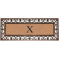 A1HC Rubber and Coir Paisley Border Myla Double Door Monogrammed E Doormat 17.71"X47.25", Bronze