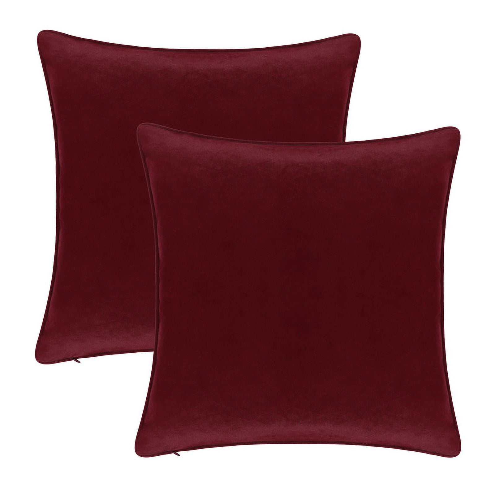 Wine Red 20" x 20" Velvet Throw Pillow Covers Set