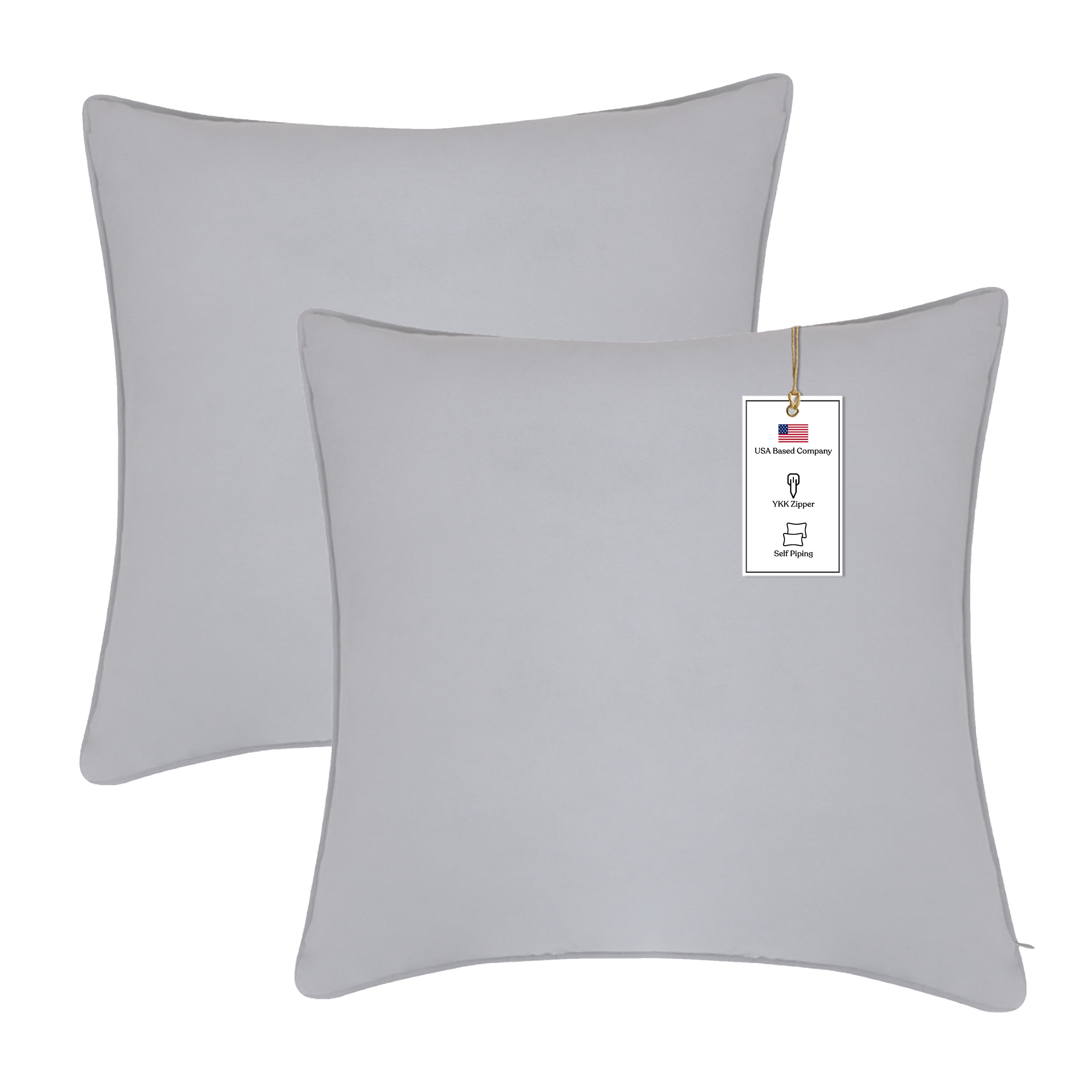 A1HC Set of 2 Luxurious Soft Velvet Throw Pillow Covers Only, 20"x20", Light Grey, Decorative Cushion Covers with Hidden YKK Zipper for Sofa or Bed