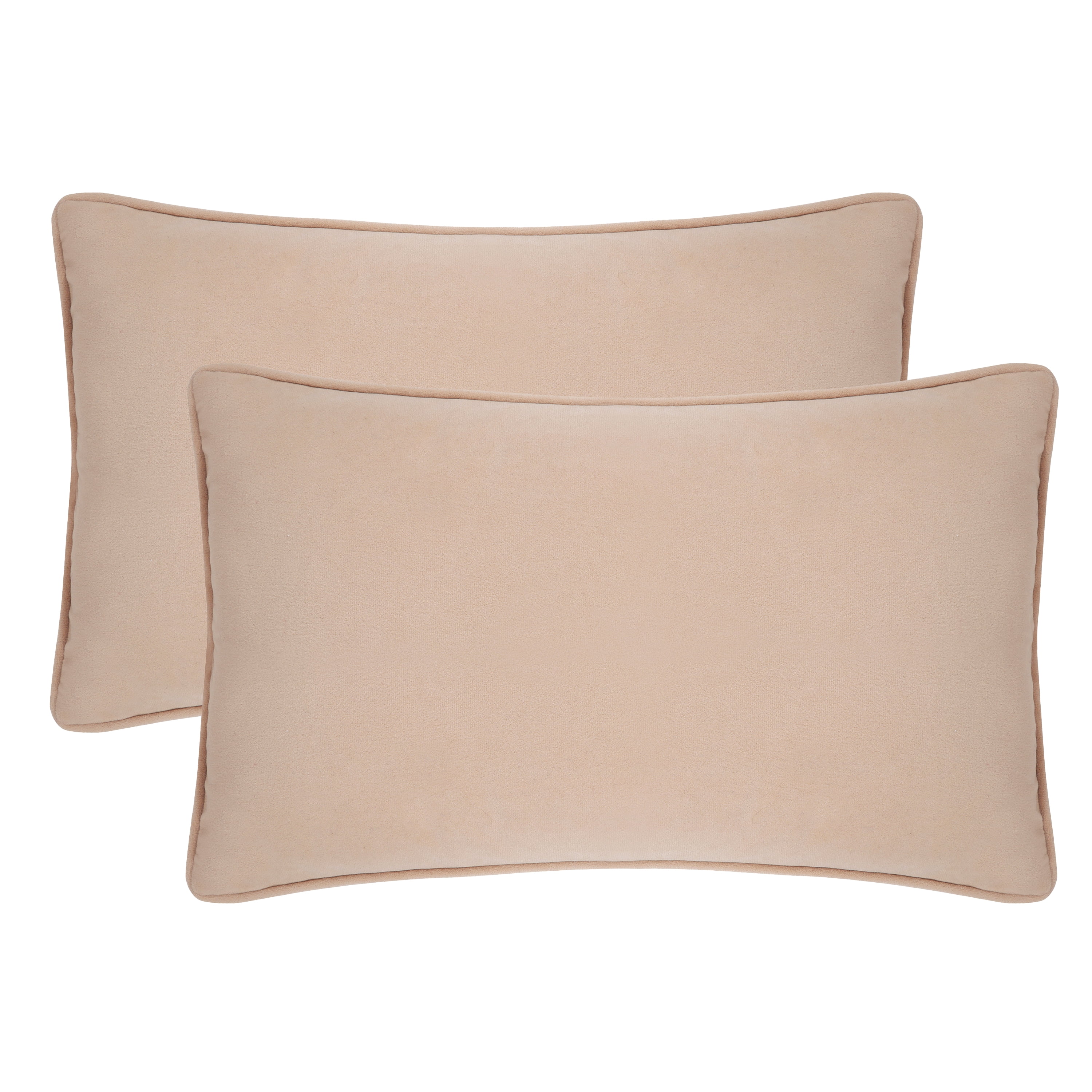 A1HC Set of 2 Luxurious Soft Velvet Throw Pillow Covers Only, 12"x20", Khaki, Decorative Cushion Covers with Hidden YKK Zipper for Sofa or Bed