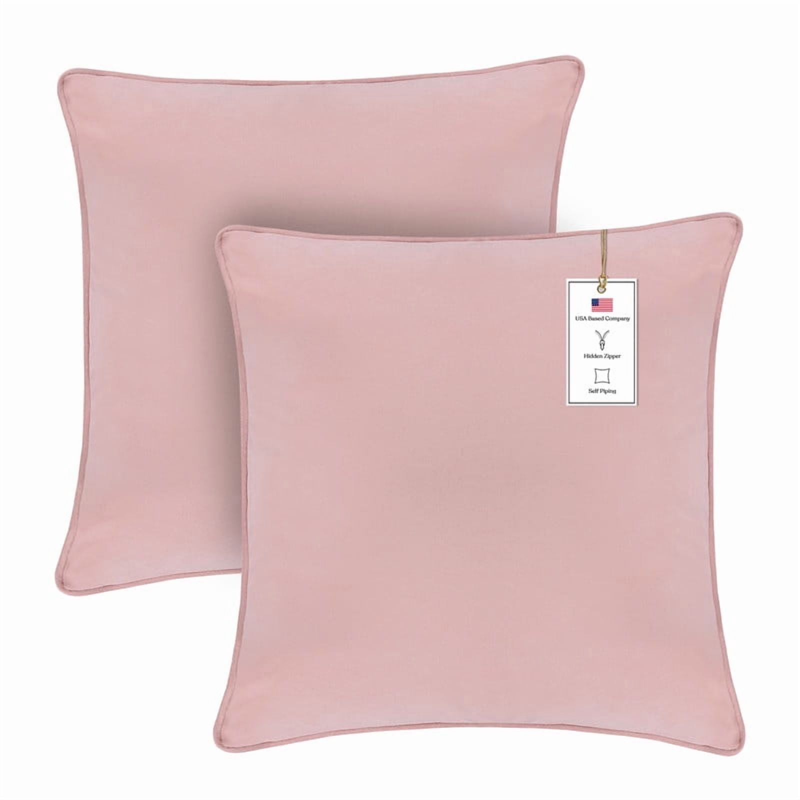 A1HC Set of 2 Luxurious Soft Velvet Throw Pillow Covers Only, 22"x22", Pink, Decorative Cushion Covers with Hidden YKK Zipper for Sofa or Bed