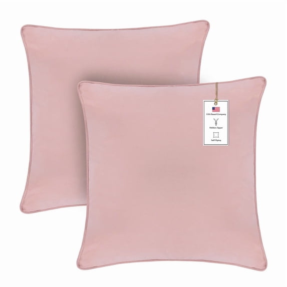 A1HC Set of 2 Luxurious Soft Velvet Throw Pillow Covers Only, 24"x24", Pink, Decorative Cushion Covers with Hidden YKK Zipper for Sofa or Bed