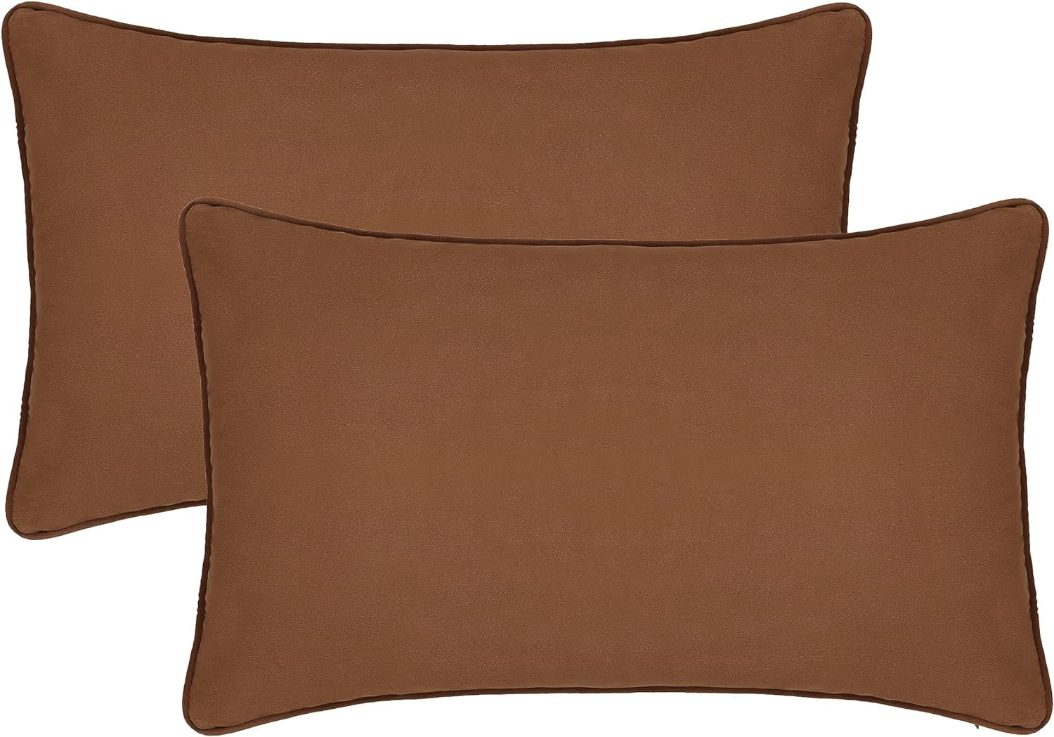 A1HC Set of 2 Luxurious Soft Velvet Throw Pillow Covers Only, 12"x20", Burnt Caramel, Decorative Cushion Covers with Hidden YKK Zipper for Sofa or Bed